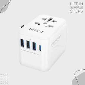 All in One - Universal Travel Adapter with 3 USB Ports - EU/UK/USA/AUS Plug