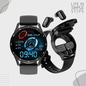 2in1 Smart Watch with Bluetooth Earbuds Waterproof