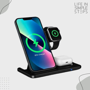 3in1 Foldable Wireless Charging Station for Apple Gadgets