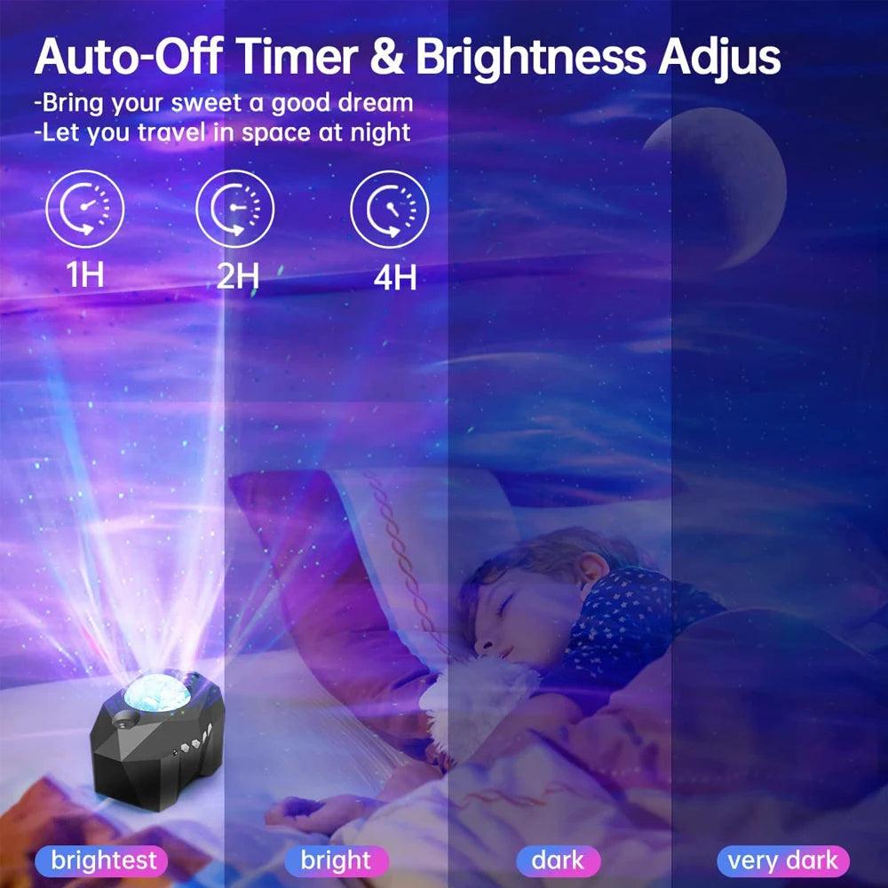 Aurora Galaxy Moon & Star Light Projector with Bluetooth