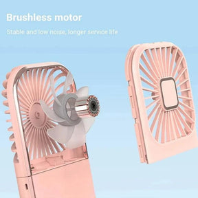 Foldable Handheld Neck Fan - 3000mAh Battery with Phone Holder