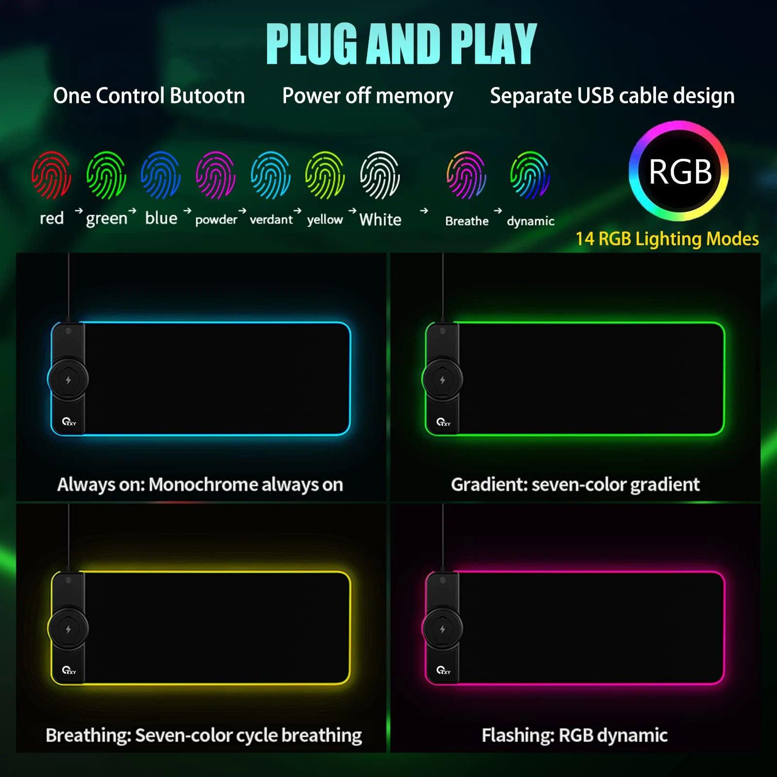 RGB Gaming Mouse Pad with Fast Wireless Charging