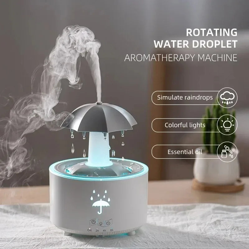 Rotating Raindrop Humidifier with Light - Relax, Sleep Better