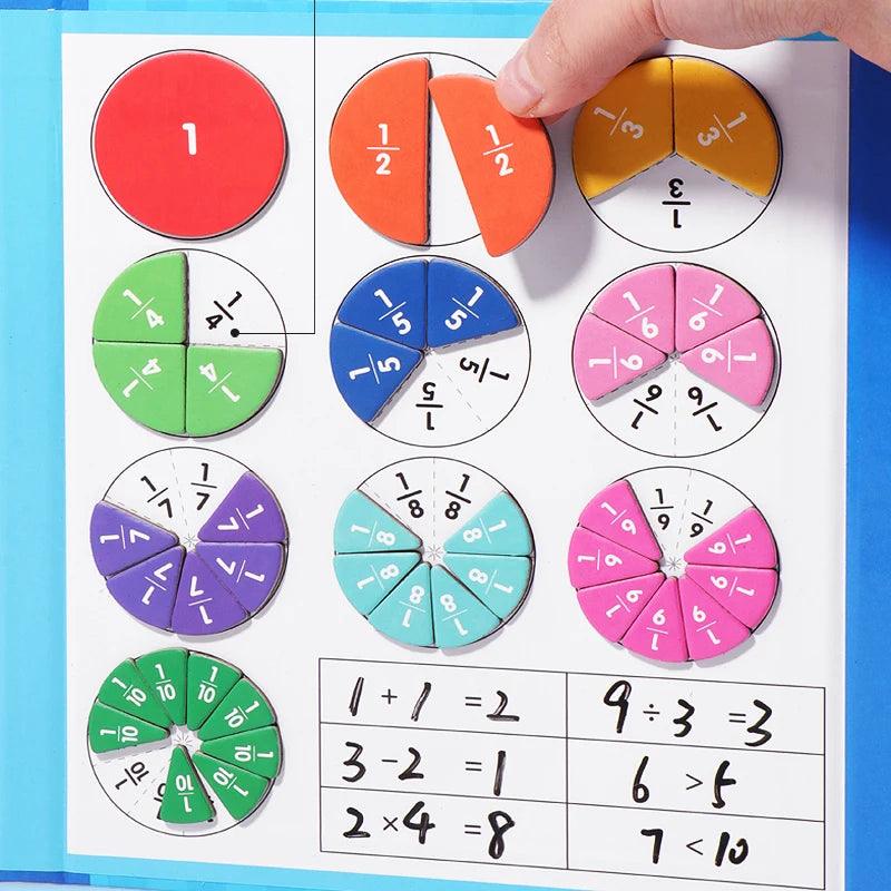 Wooden Magnetic Fraction Math Set - Educational Toy for Kids