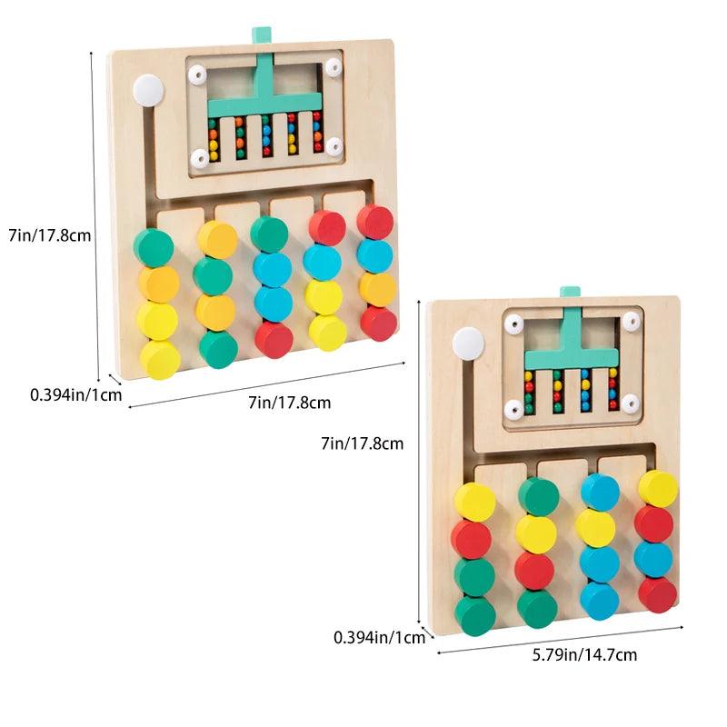 Montessori Wooden Color Matching Slide Puzzle for Toddlers