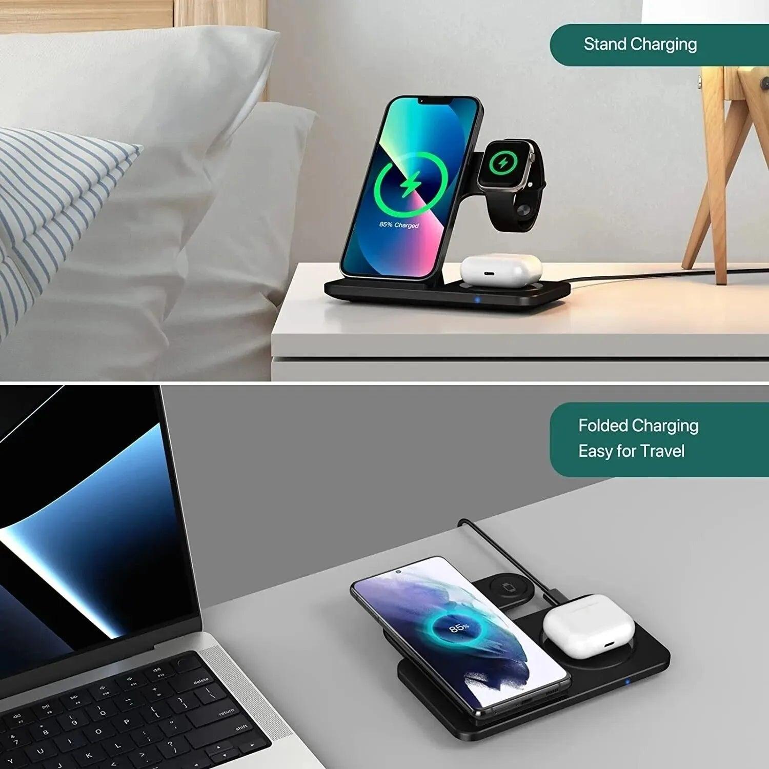 3in1 Foldable Wireless Charging Station for Apple Gadgets - Life in Simple Steps